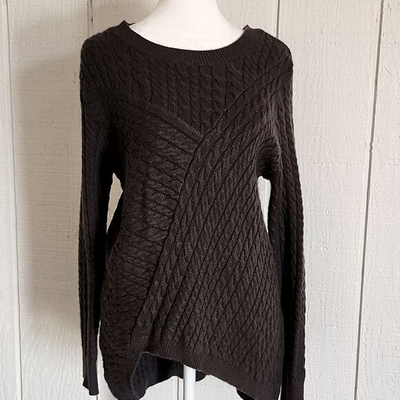 EVOLUTION By Cyrus Women's Gray Knitted Long Sleeve Asymetrical Fall Sweater M - Picture 2 of 9